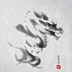 Tuschelei Drache
